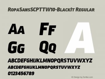 RopaSansSCPTTW10-BlackIt Regular Version 2.10 Font Sample