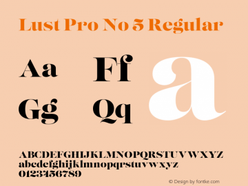 Lust Pro No 5 Regular Version 1.000;PS 001.000;hotconv 1.0.88;makeotf.lib2.5.64775 Font Sample