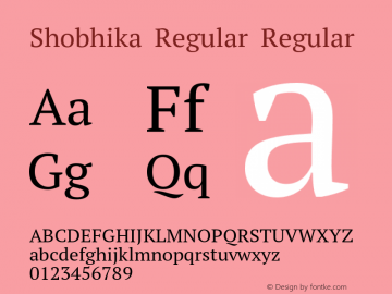 Shobhika Regular Regular Version 1.020;PS 1.000;hotconv 16.6.51;makeotf.lib2.5.65220 Font Sample