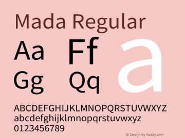 Mada Regular Version 1.004 Font Sample