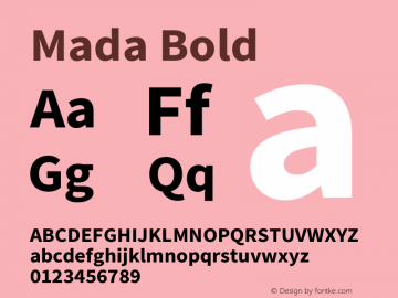 Mada Bold Version 1.004 Font Sample