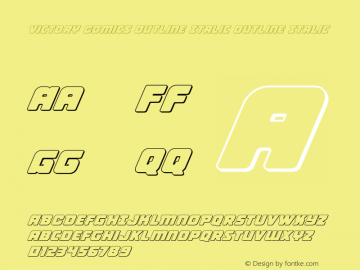 Victory Comics Outline Italic Outline Italic Version 1.0; 2017图片样张
