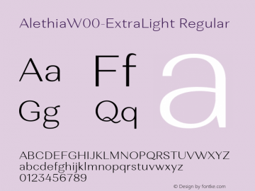 AlethiaW00-ExtraLight Regular Version 1.00 Font Sample