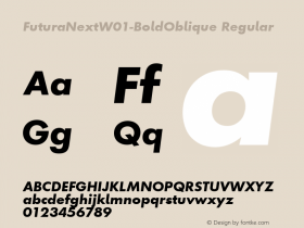 FuturaNextW01-BoldOblique Regular Version 1.512 Font Sample