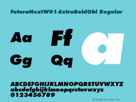 FuturaNextW01-ExtraBoldObl Regular Version 1.512 Font Sample