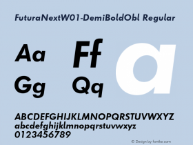 FuturaNextW01-DemiBoldObl Regular Version 1.512 Font Sample