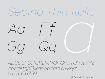 Sebino Thin Italic Version 1.000 Font Sample