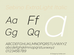 Sebino ExtraLight Italic Version 1.000 Font Sample