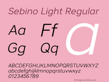 Sebino Light Regular Version 1.000 Font Sample