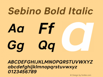 Sebino Bold Italic Version 1.000 Font Sample