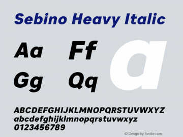 Sebino Heavy Italic Version 1.000 Font Sample