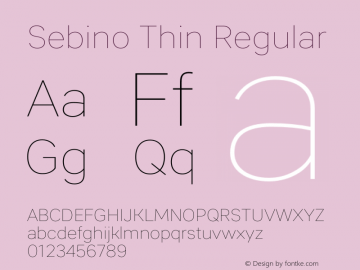 Sebino Thin Regular Version 1.000 Font Sample