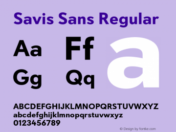Savis Sans Regular Version 1.000 Font Sample