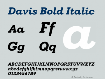 Davis Bold Italic Version 1.000 Font Sample