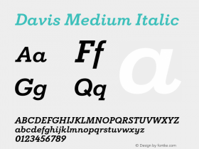 Davis Medium Italic Version 1.000 Font Sample