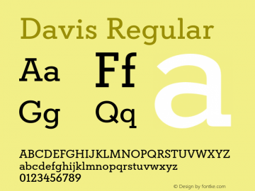 Davis Regular Version 1.000 Font Sample