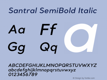 Santral SemiBold Italic Version 1 Font Sample