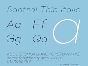 Santral Thin Italic Version 1 Font Sample