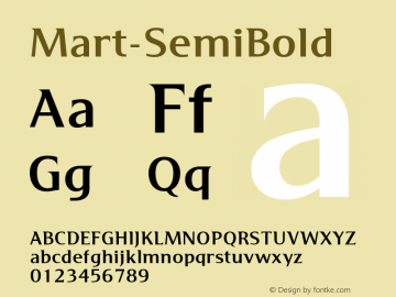 Mart-SemiBold ☞ Version 4.001;com.myfonts.easy.no-comment-group-ltd.mart.semibold.wfkit2.version.4bLv图片样张
