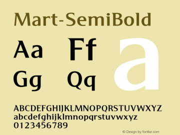 Mart-SemiBold ☞ Version 4.001;com.myfonts.easy.no-comment-group-ltd.mart.semibold.wfkit2.version.4bLv Font Sample