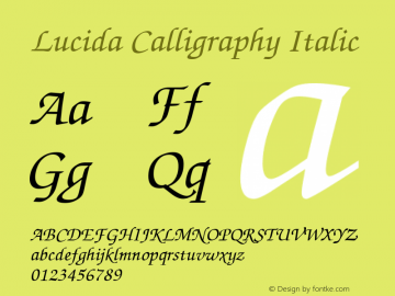 Lucida Calligraphy Italic Version 2.50 Font Sample