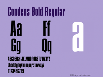 Condens Bold Regular Converted from C:\TTF\CONDENS0.TF1 by ALLTYPE Font Sample