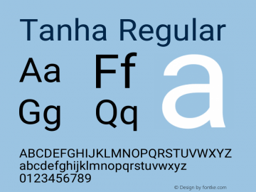 Tanha Regular Version 0.4.1 Font Sample