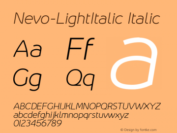 Nevo-LightItalic Italic Version 1.000图片样张