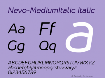 Nevo-MediumItalic Italic Version 1.000图片样张