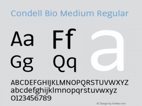 Condell Bio Medium Regular Version 1.000 Font Sample
