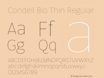 Condell Bio Thin Regular Version 1.000 Font Sample
