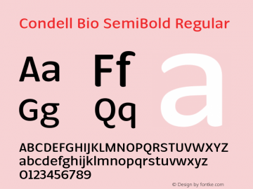Condell Bio SemiBold Regular Version 1.000 Font Sample