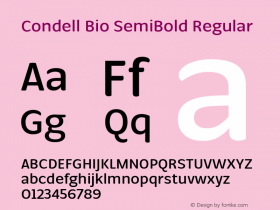 Condell Bio SemiBold Regular Version 1.000 Font Sample