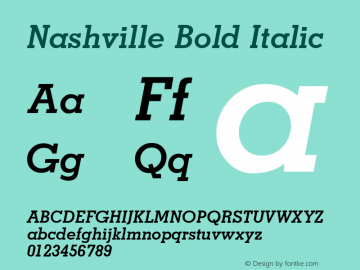 Nashville Bold Italic Version 1.0 Font Sample