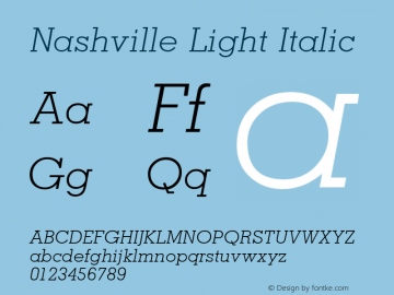 Nashville Light Italic Version 1.0 Font Sample