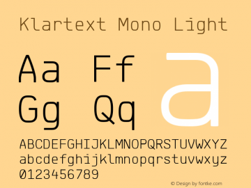 Klartext Mono Light Version 1.003 Font Sample