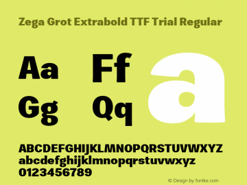 Zega Grot Extrabold TTF Trial Regular Version 1.000 2016 initial release图片样张