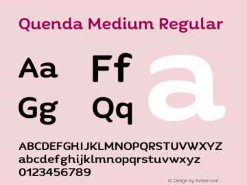 Quenda Medium Regular Version 1.002 Font Sample