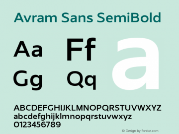 Avram Sans SemiBold Version 1.000 Font Sample