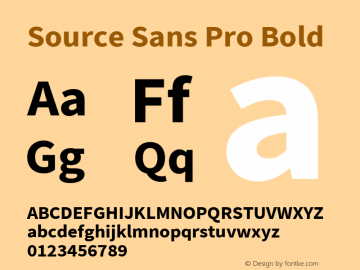 Source Sans Pro Bold Version 2.020;PS 2.000;hotconv 1.0.86;makeotf.lib2.5.63406 Font Sample