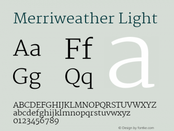 Merriweather Light Version 1.003 Font Sample
