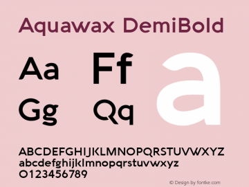 Aquawax DemiBold Version 1.008 Font Sample