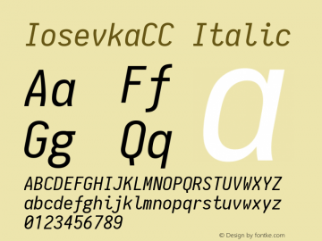 IosevkaCC Italic 1.10.1 Font Sample