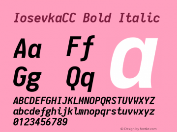 IosevkaCC Bold Italic 1.10.1 Font Sample