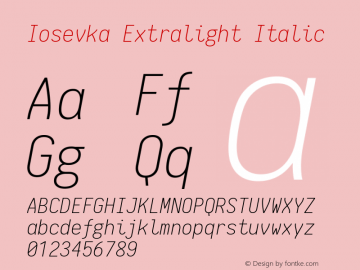 Iosevka Extralight Italic 1.10.1 Font Sample