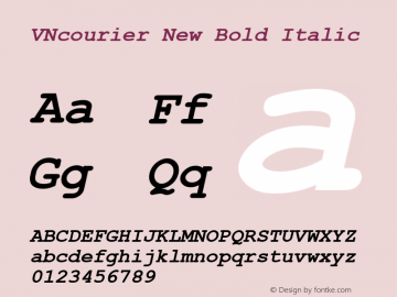 VNcourier New Bold Italic MS core font:v1.00图片样张