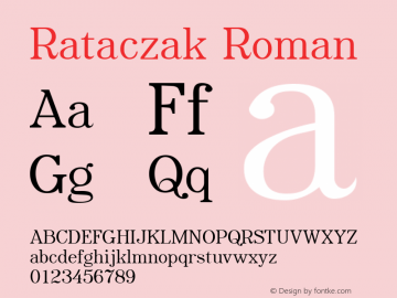 Rataczak Roman Macromedia Fontographer 4.1.3 7/10/96 Font Sample