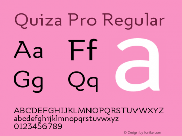 Quiza Pro Regular Version 001.000 Font Sample