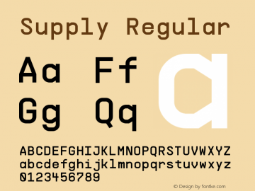 Supply Regular Version 1.000;PS 001.000;hotconv 1.0.88;makeotf.lib2.5.64775 Font Sample