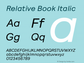 Relative Book Italic Version 1.000 Font Sample